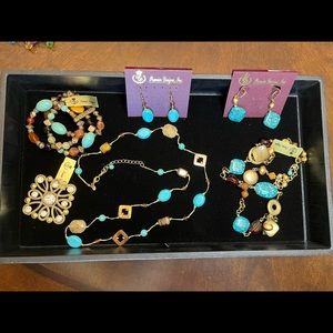 Premier Designs! This includes 6 pieces: necklaces, earrings, bracelet, and pin.